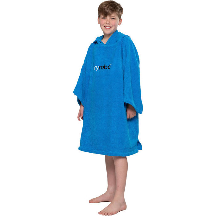 2024 Dryrobe Junior Organic Cotton Hooded Towel Change Robe V3 V3OCT - Cobalt Blue
